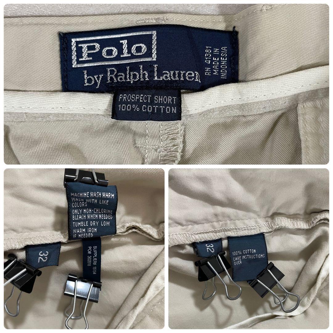 90s POLO RALPH LAUREN ハーフパンツ 32 アイボリー