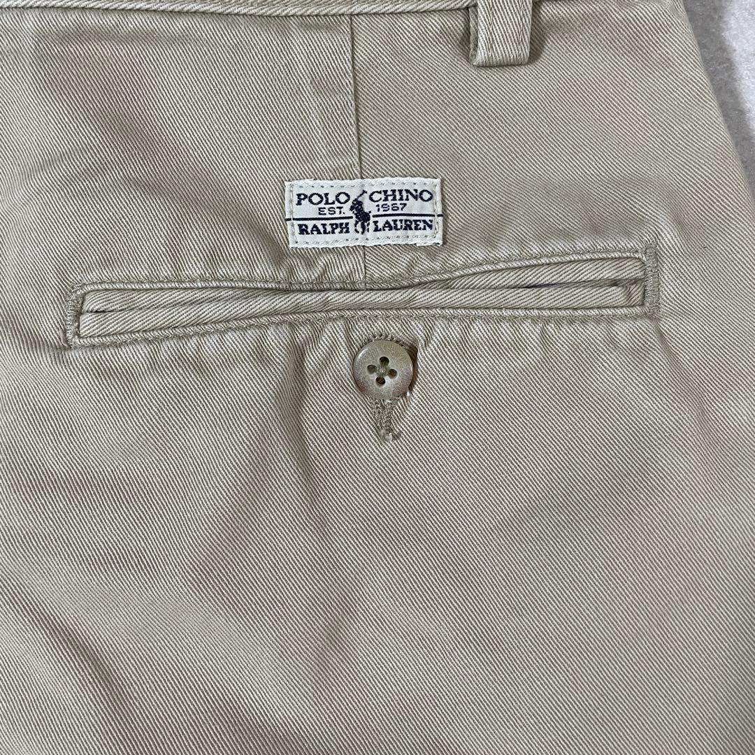 90s POLO RALPH LAUREN ハーフパンツ M相当 ベージュ