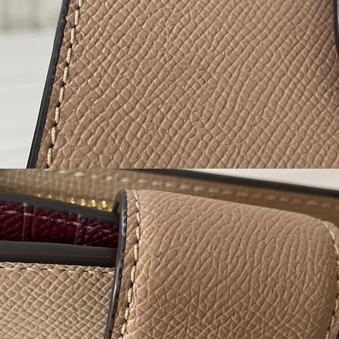 訳あり新品 COACH 二つ折り財布 ベージュ系