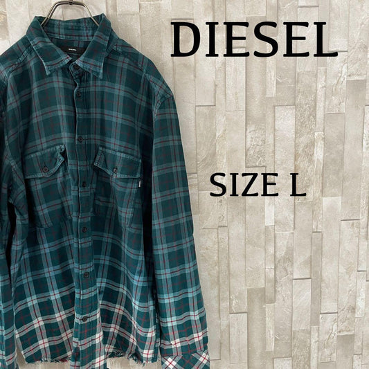 【美品】DIESEL MILLER グラデーションブリーチチェックシャツ L