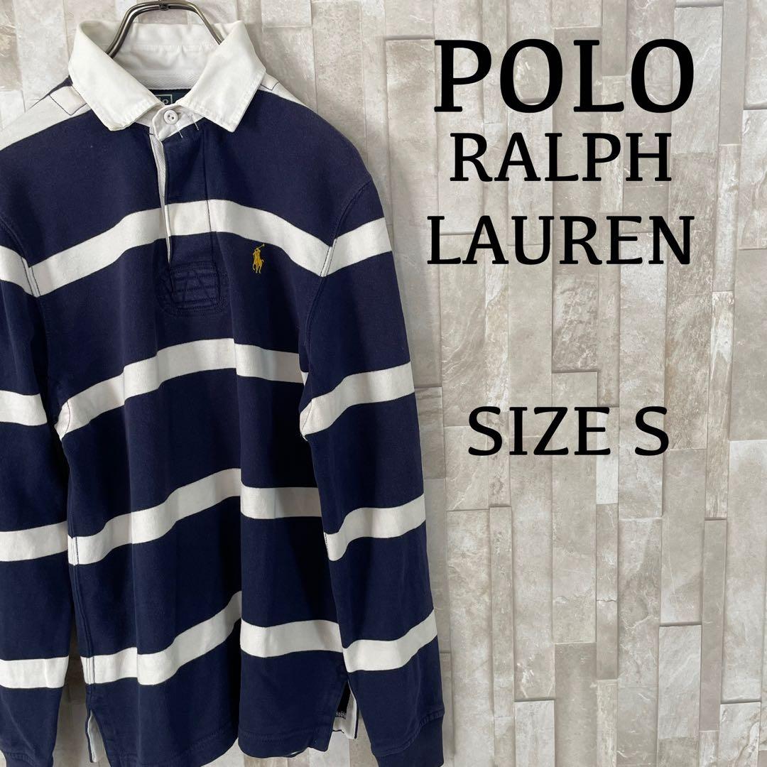 90s POLO RALPH LAUREN 長袖ポロシャツ S ボーダー柄