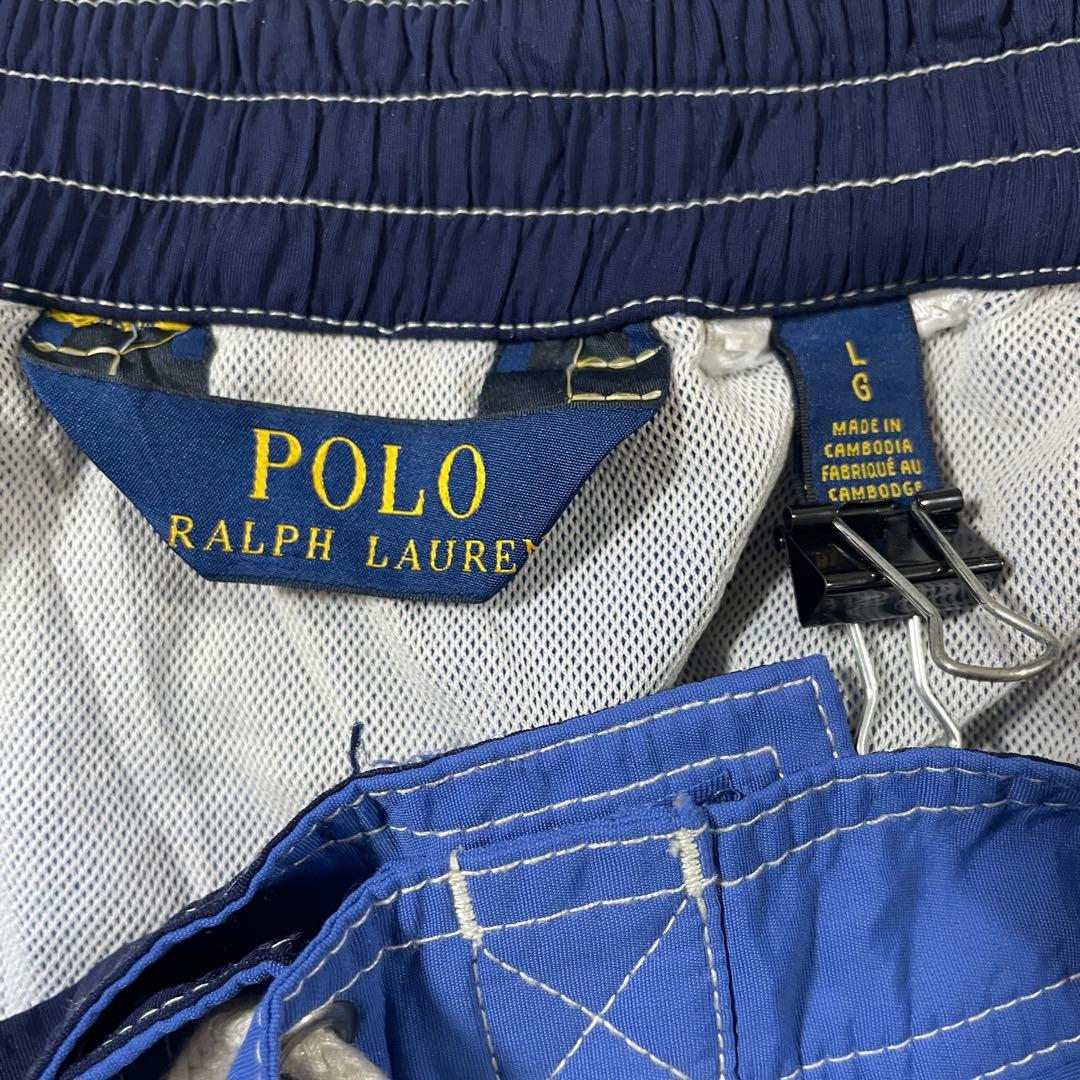 古着POLO RALPH LAUREN 青 スイムショーツ Lサイズ