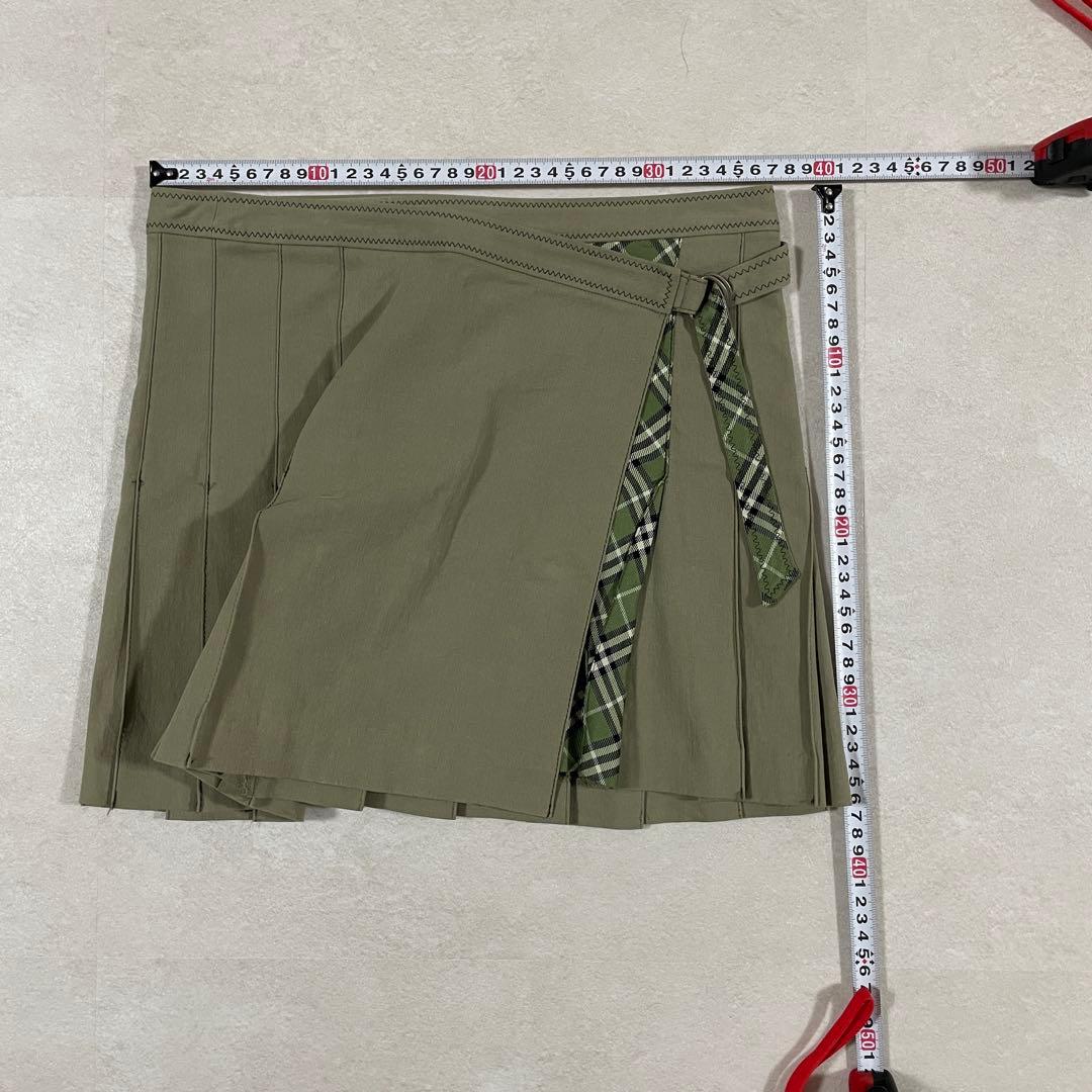 古着 BURBERRY LONDON ブルーレーベル プリーツスカート カーキ