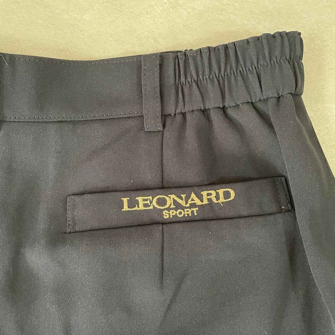 【美品】LEONARD パンツ ロゴ刺繍 日本製 サイズXL ブラック