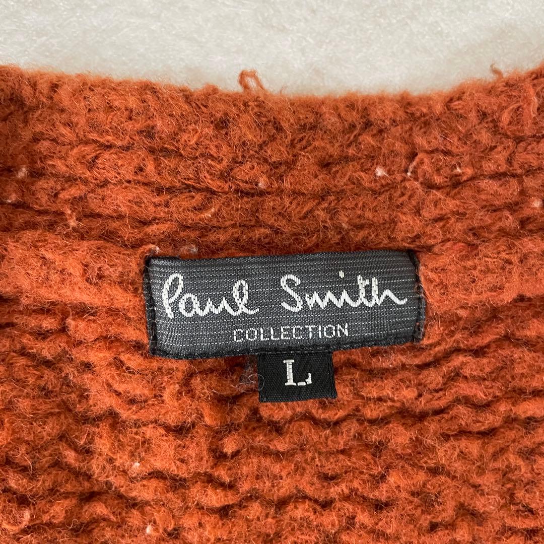【美品】Paul Smith ニット 長袖カーディガン 日本製 L オレンジ