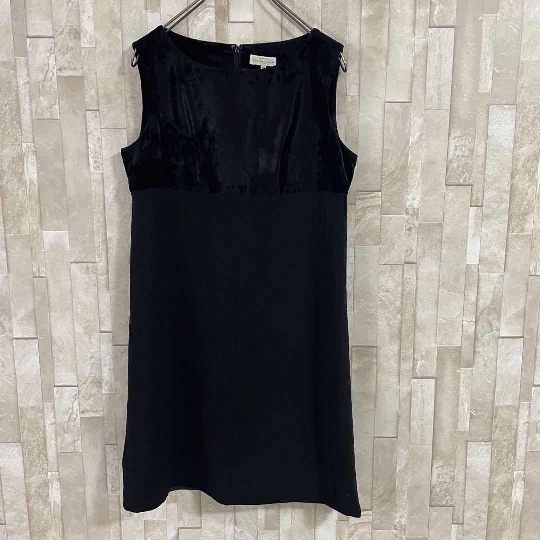 【美品】BALENCIAGA ノースリーブワンピース 日本製 40 ブラック