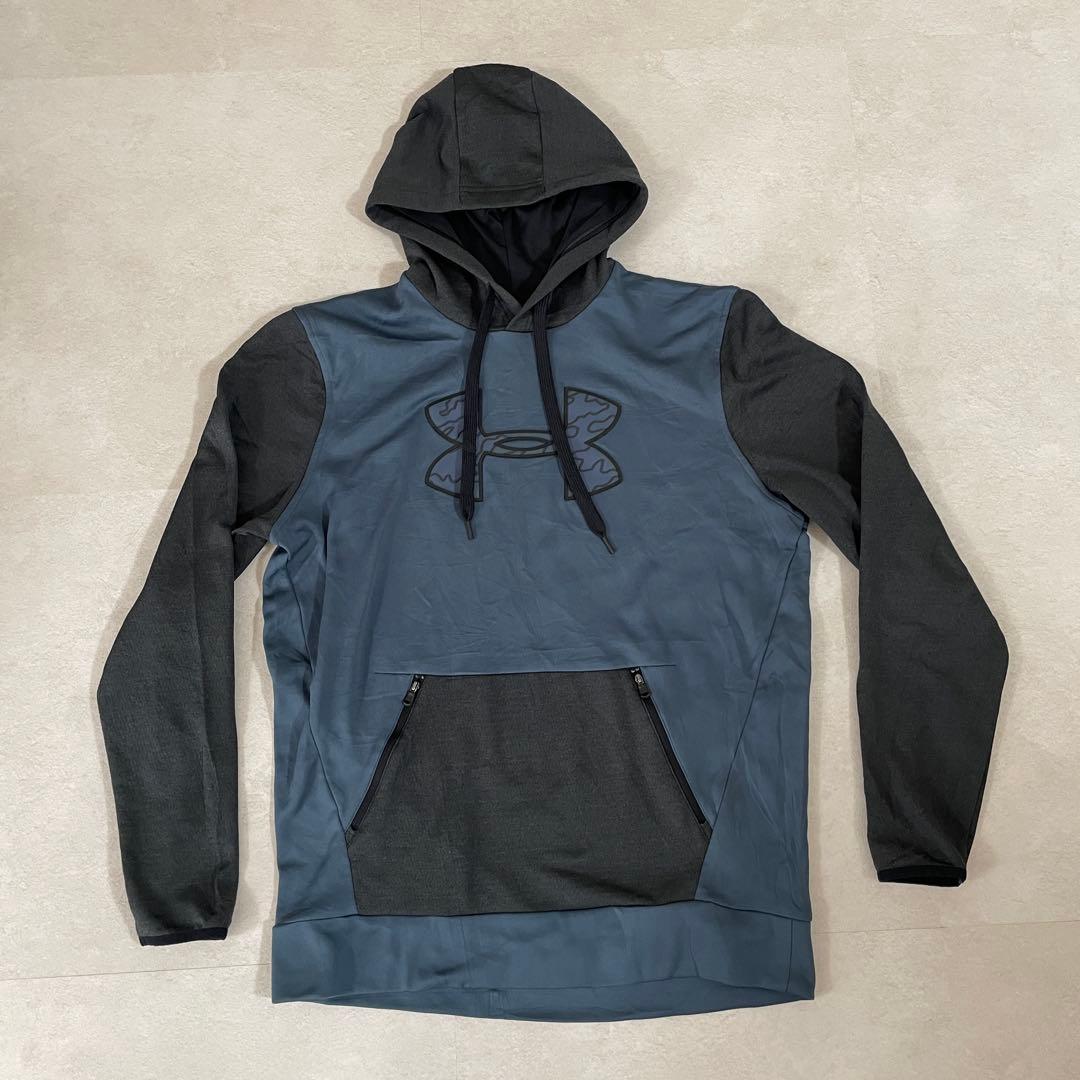 【美品】UNDER ARMOR フード付パーカー サイズM バイカラー