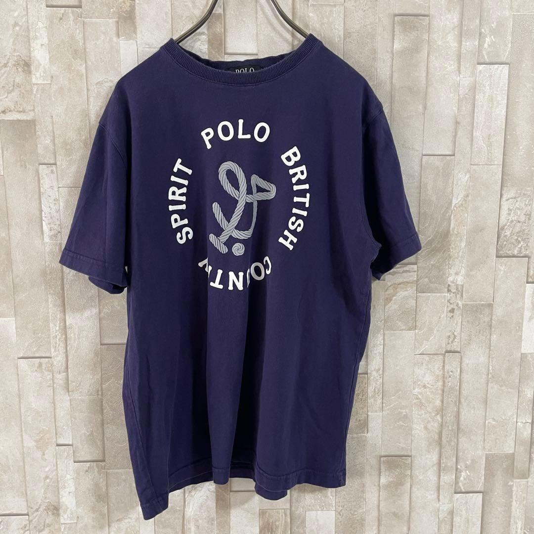 【美品】POLO BCS 半袖Tシャツ ロゴプリント サイズM ネイビー