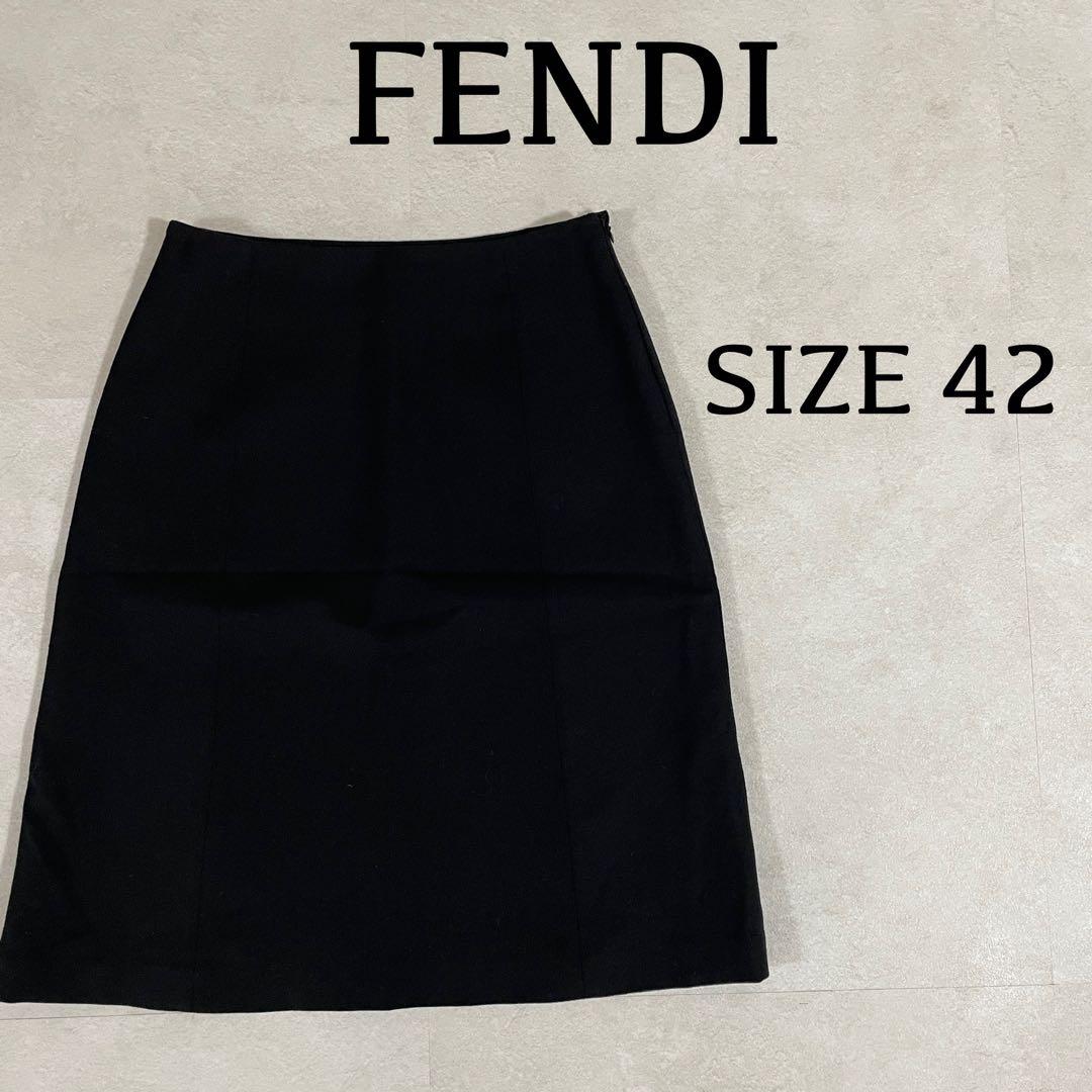 【美品】FENDI フェンディ ウールスカート イタリア製 サイズ42 ブラック