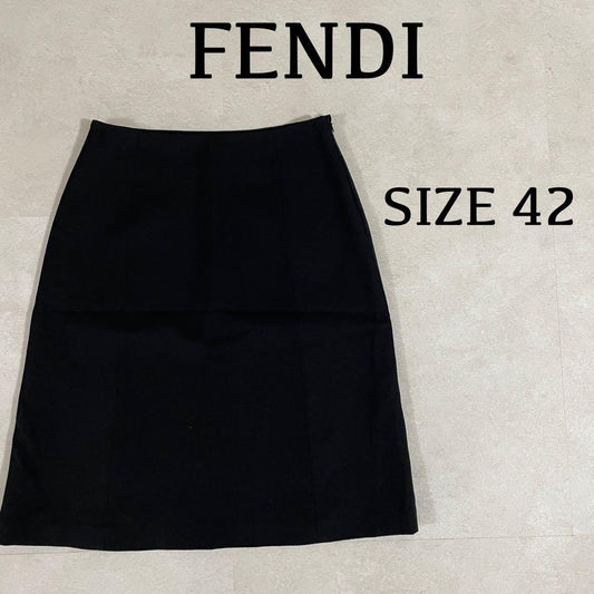 【美品】FENDI フェンディ ウールスカート イタリア製 サイズ42 ブラック