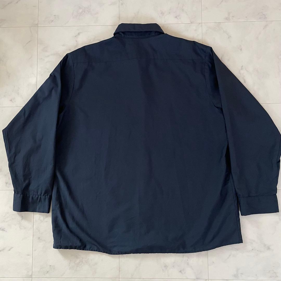 古着 UniWeave 長袖ワークシャツ 17.5-0.2サイズ ネイビー