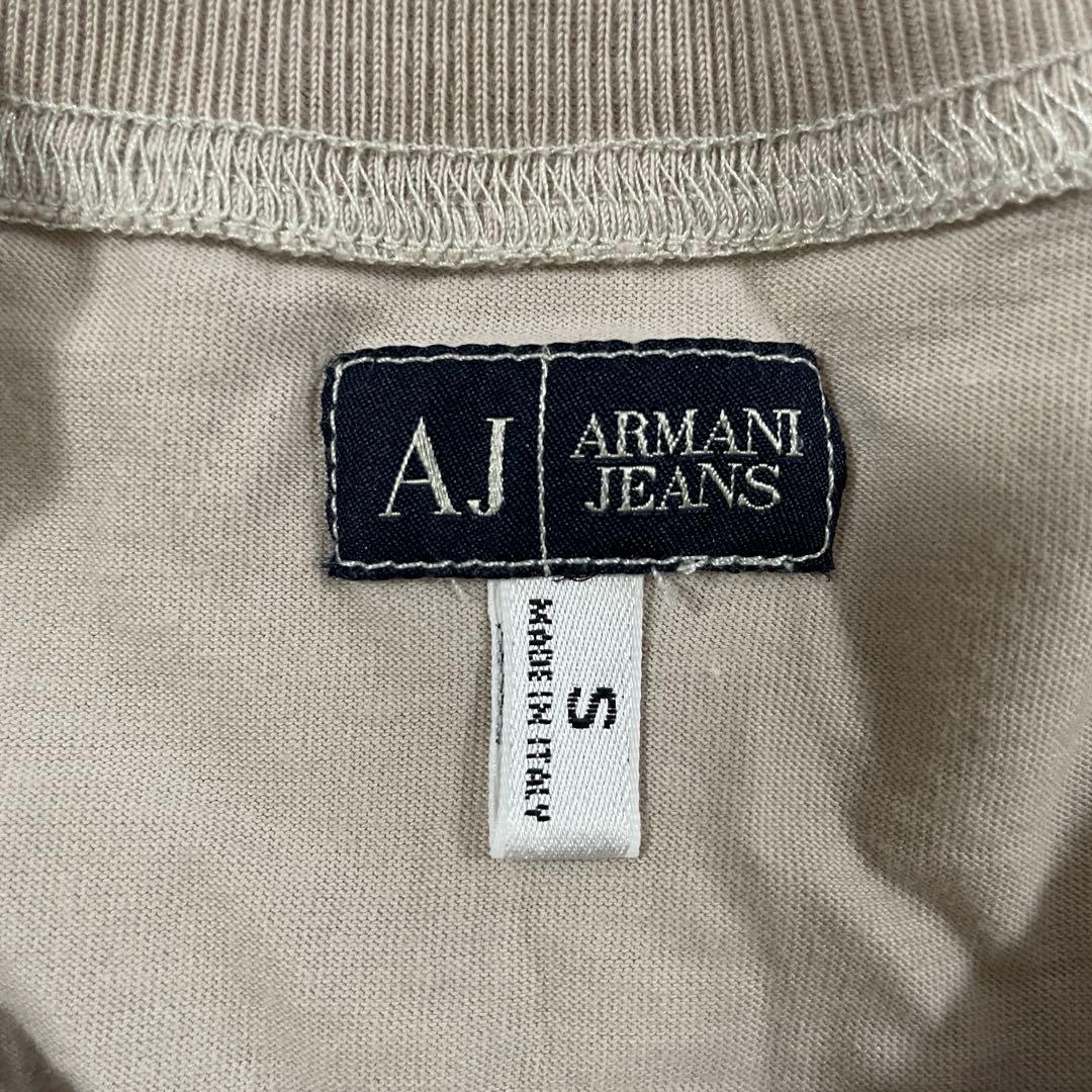 【美品】ARMANI JEANS 半袖Tシャツ ロゴプリント S ベージュ