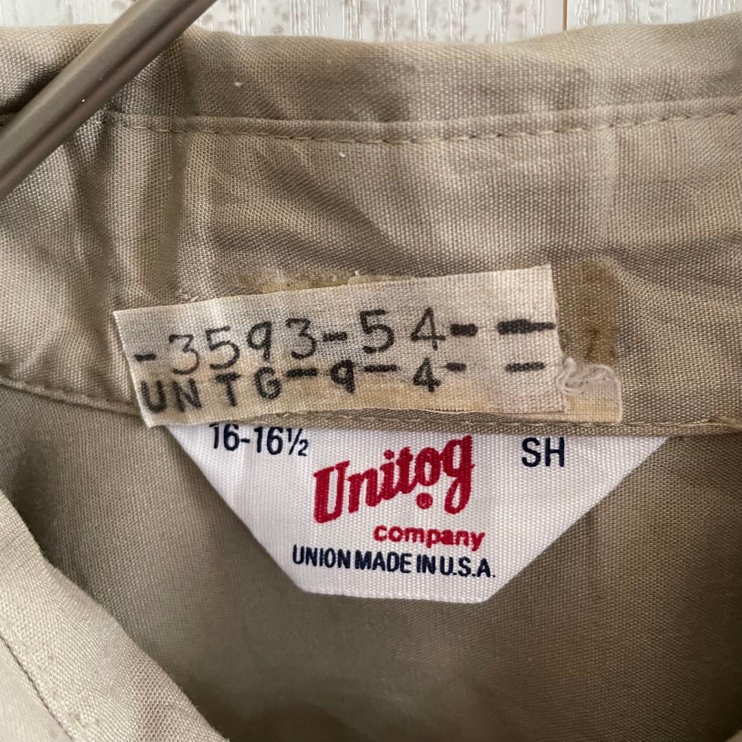 古着 Unitog ユニトグ 長袖ワークシャツ USA製 70年代 ブラウン