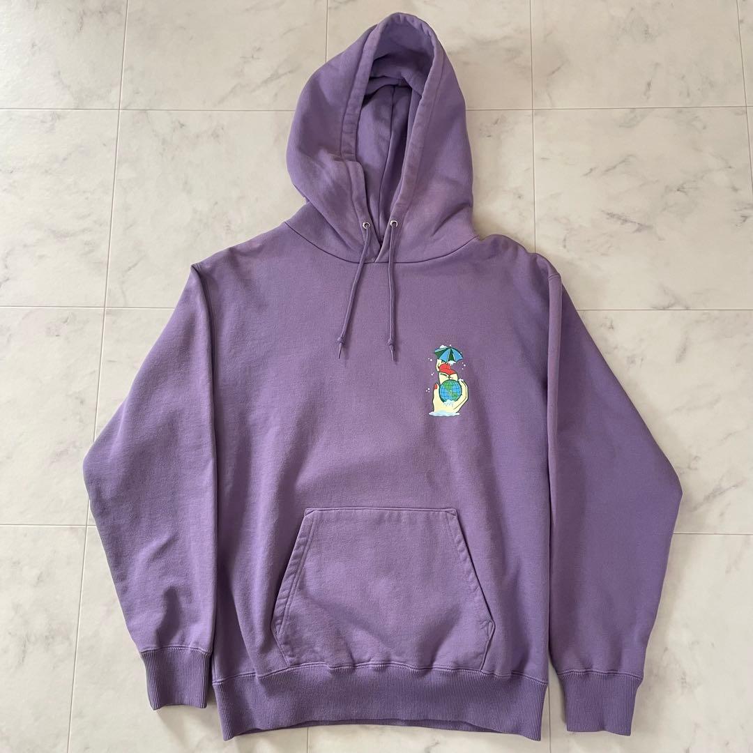 【美品】XLARGE フード付き長袖パーカー Sサイズ パープル