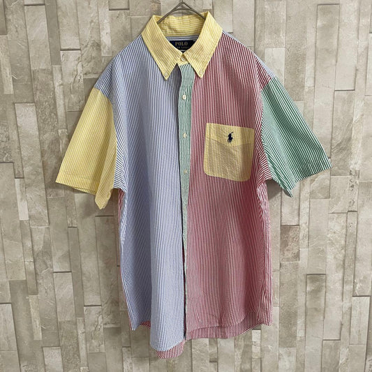 【美品】POLO RALPH LAUREN 半袖 M シアサッカー マルチカラー