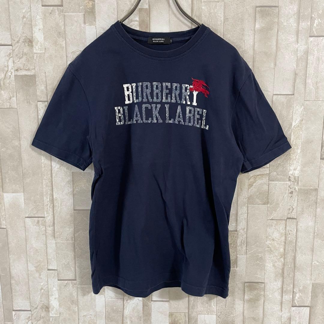 【美品】BURBERRY BLACK LABEL 半袖Tシャツ 2 ネイビー