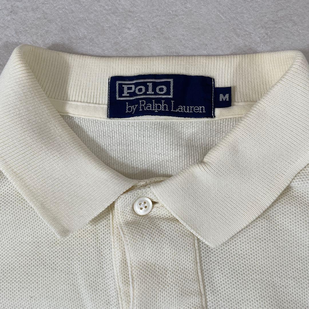 90s POLO RALPH LAUREN 半袖ポロシャツ サイズM アイボリー