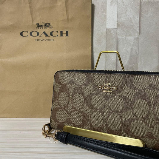 訳あり新品 COACH 長財布 シグネチャー ブラウン