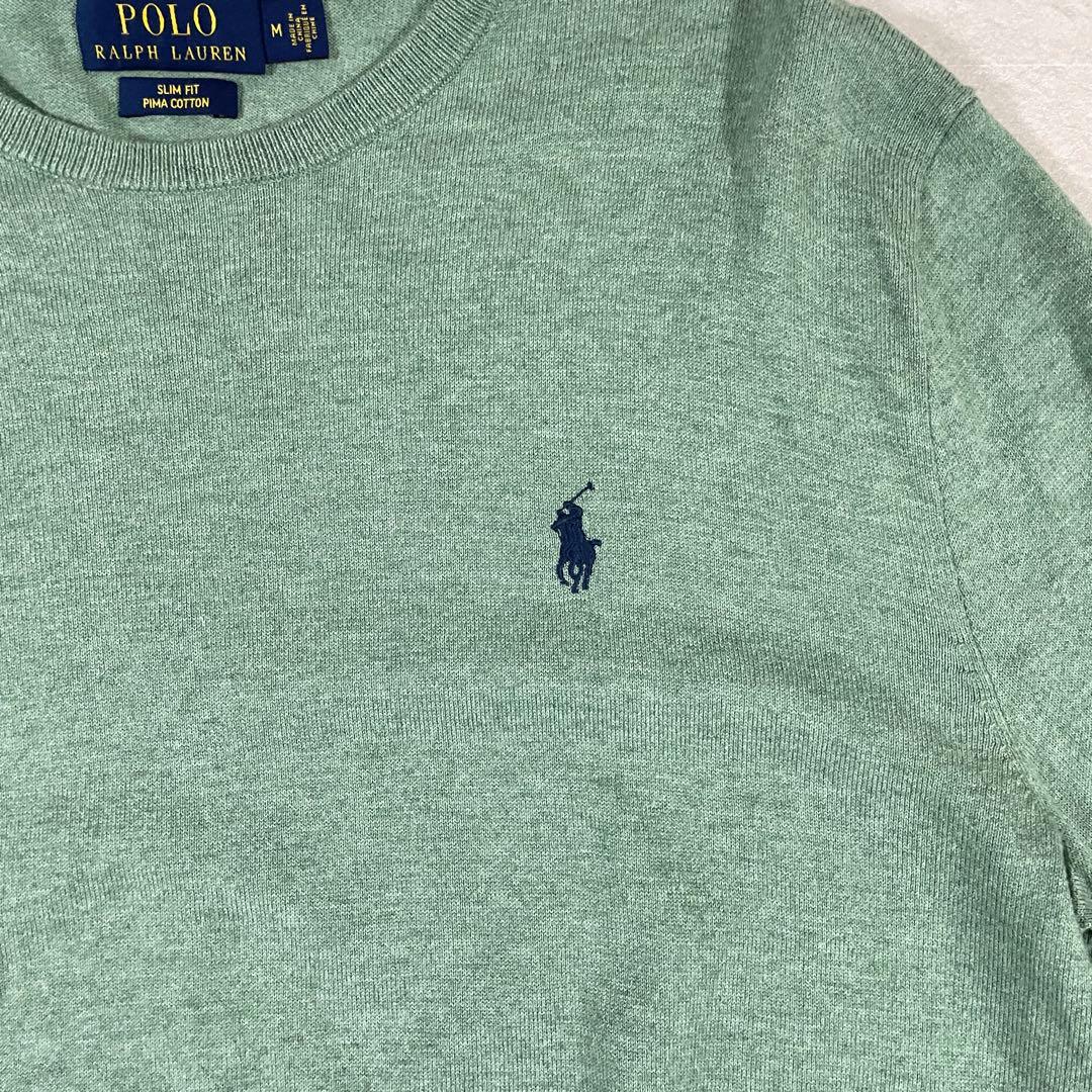 【美品】POLO RALPH LAUREN ニット セーター M 緑色