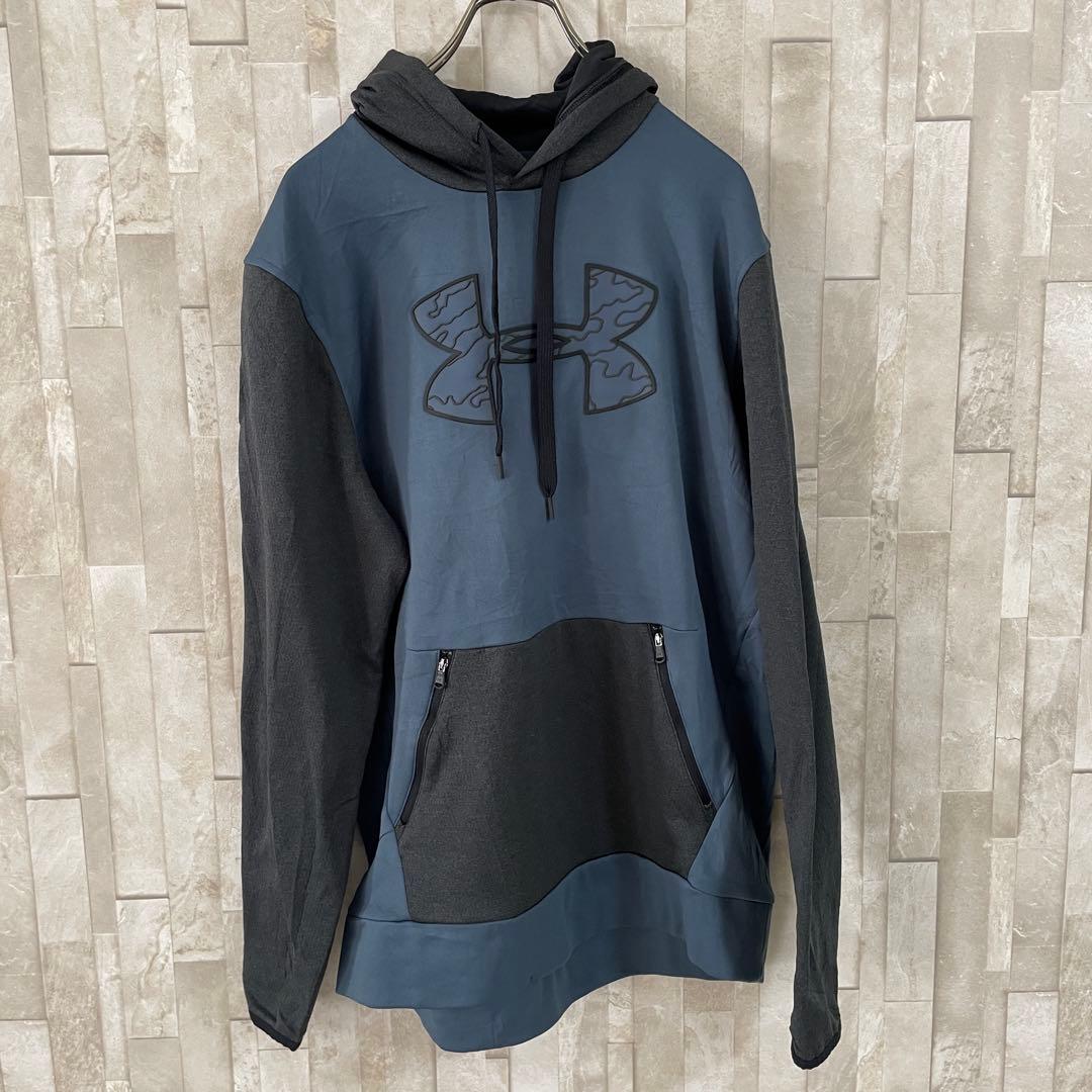 【美品】UNDER ARMOR フード付パーカー サイズM バイカラー