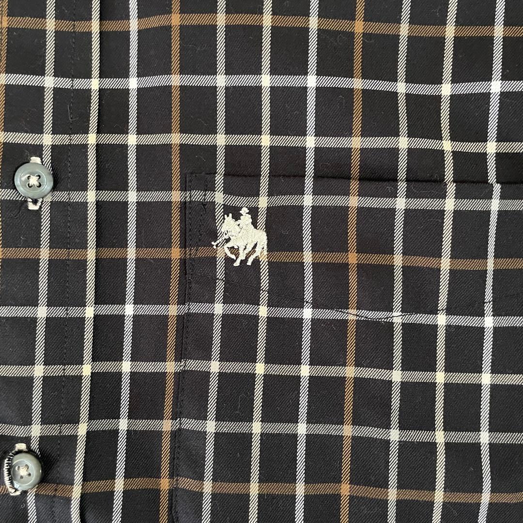 【美品】POLO BCS 長袖シャツ サイズM ブラック チェック柄