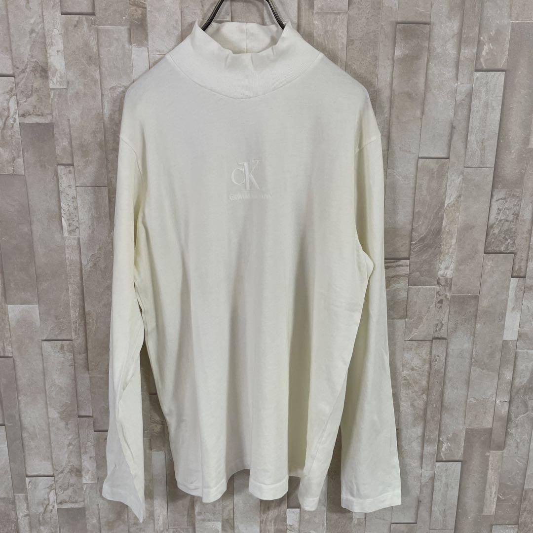【美品】CALVIN KLEIN 長袖Tシャツ ハイネック M アイボリー