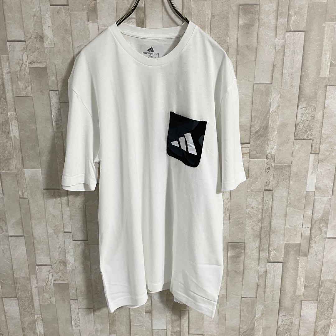 【新品未使用タグ付】adidas 半袖Tシャツ ロゴプリント サイズL 白