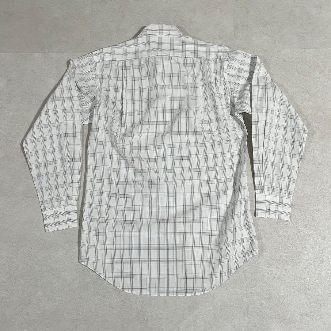 90s BURBERRY 長袖シャツ チェック柄 Mサイズ ホワイト