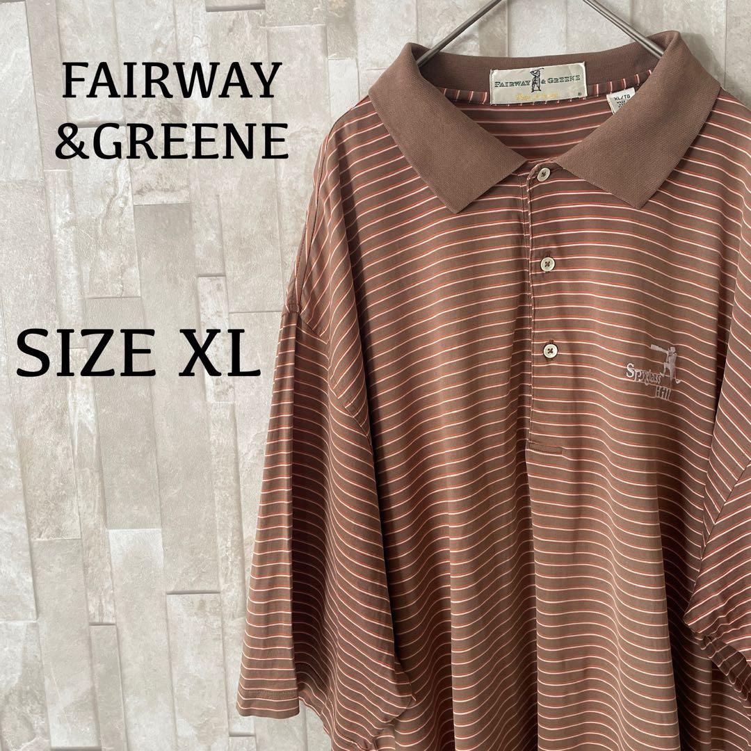 USA古着 FAIRWAY&GREENE ポロシャツ XL ブラウン系 ボーダー
