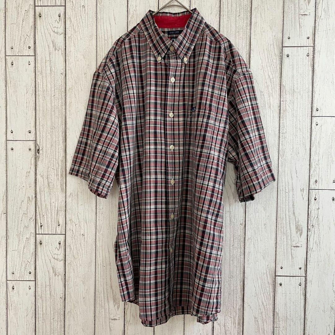 80s ラルフローレン メンズ 半袖 シャツ Mサイズ レッド系 チェック柄