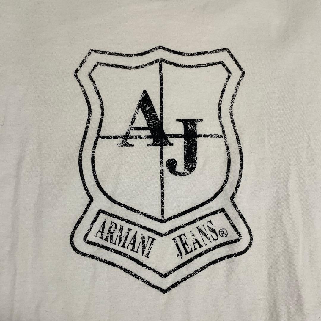 古着 ARMANI JEANS 半袖Tシャツ ロゴプリント サイズ8 ホワイト