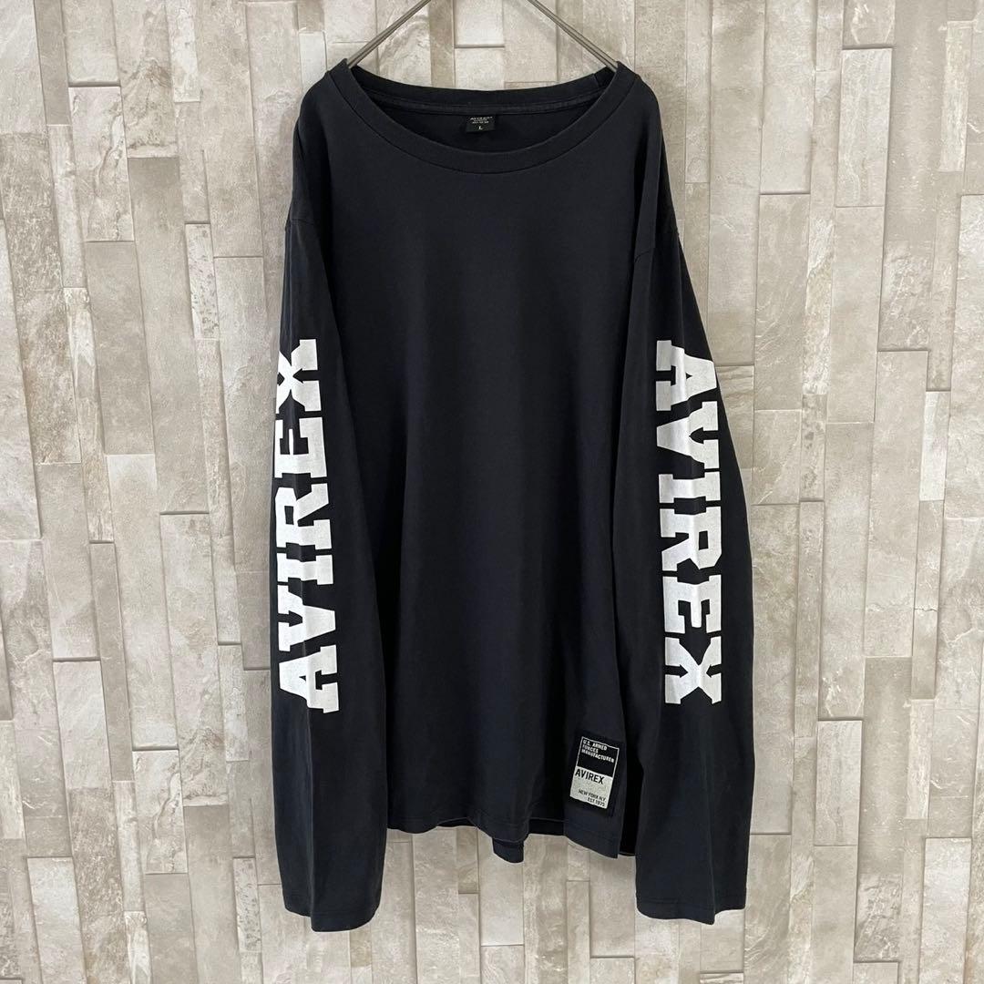 古着 AVIREX 長袖Tシャツ Lサイズ ブラック