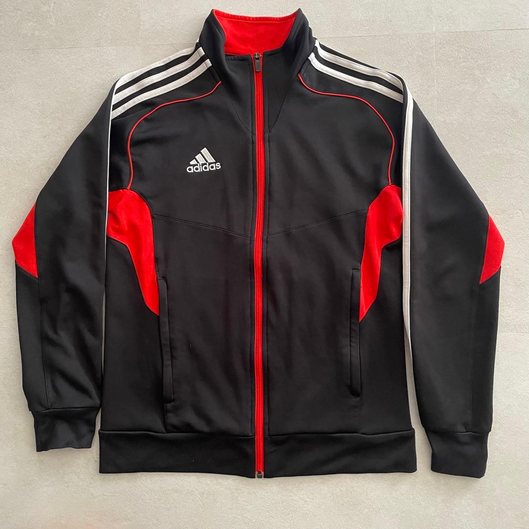 【美品】adidasトラックジャケット 095サイズ ブラック レッド