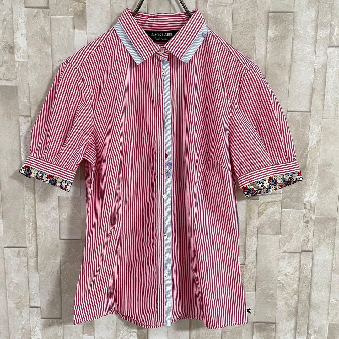 【美品】Paul Smith 半袖シャツ サイズ40 ストライプ柄 花柄