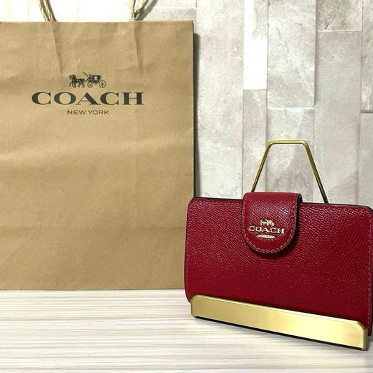 訳あり新品 COACH 二つ折り財布 レッド