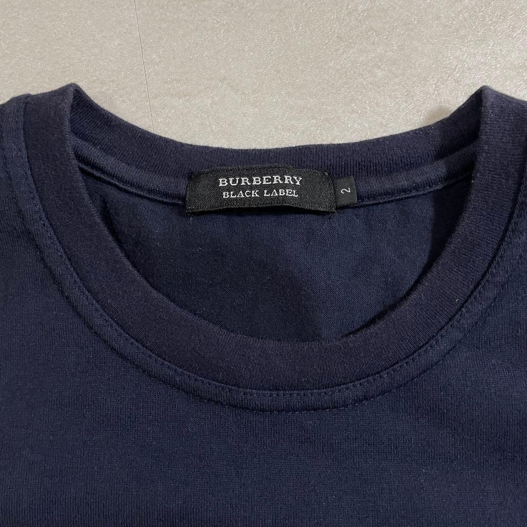 【美品】BURBERRY BLACK LABEL 半袖Tシャツ 2 ネイビー