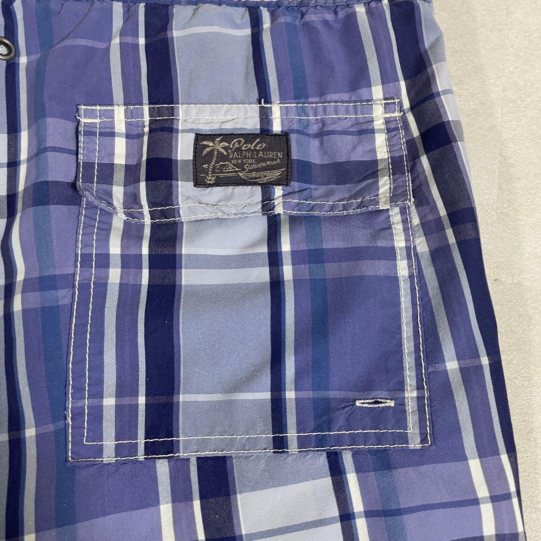 【美品】POLO RALPH LAUREN スイムショーツ 青チェック柄 S