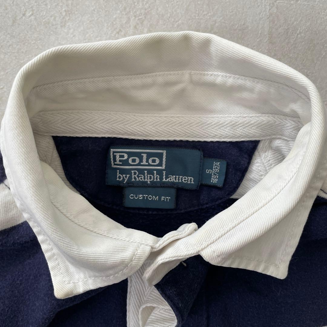 90s POLO RALPH LAUREN 長袖ポロシャツ S ボーダー柄
