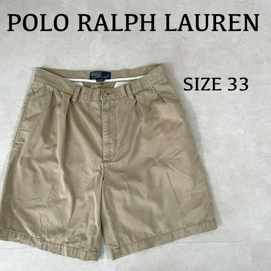 90s POLO RALPH LAUREN ハーフパンツ サイズ33 ベージュ