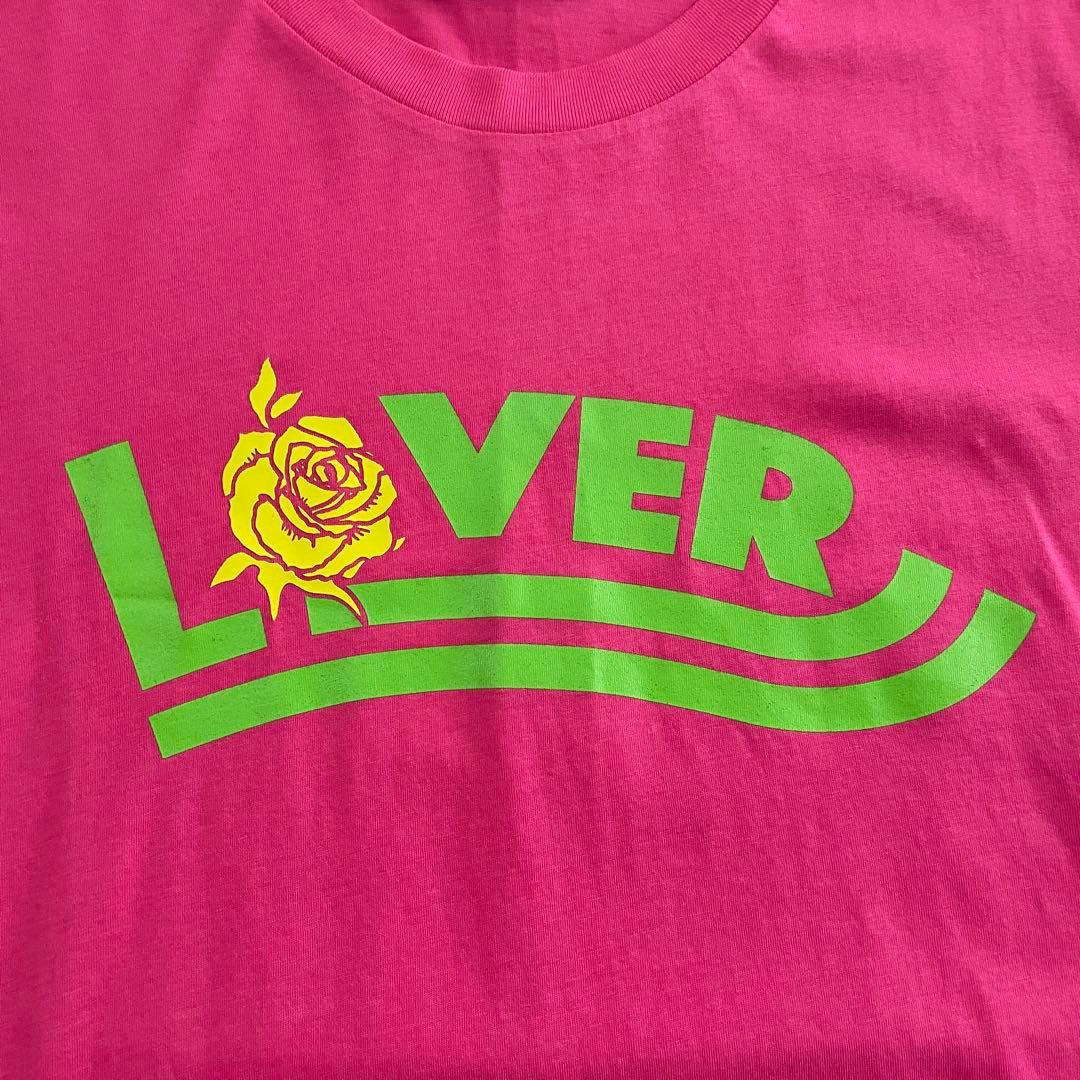 【美品】DIESEL LOVER薔薇プリント Tシャツ ピンク Lサイズ
