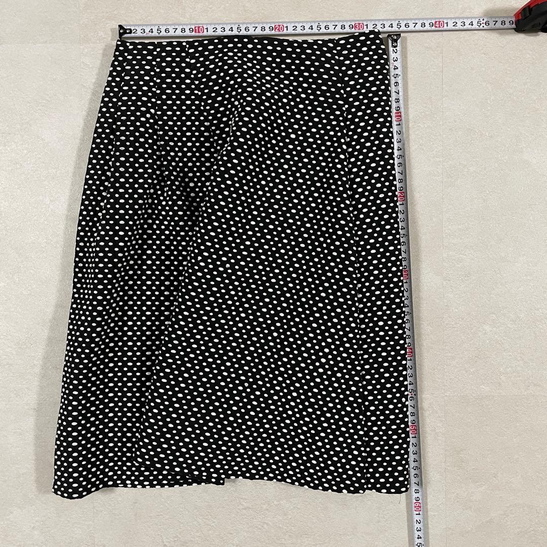 【美品】René ひざ丈スカート ドット柄 サイズ36 ブラック×ホワイト