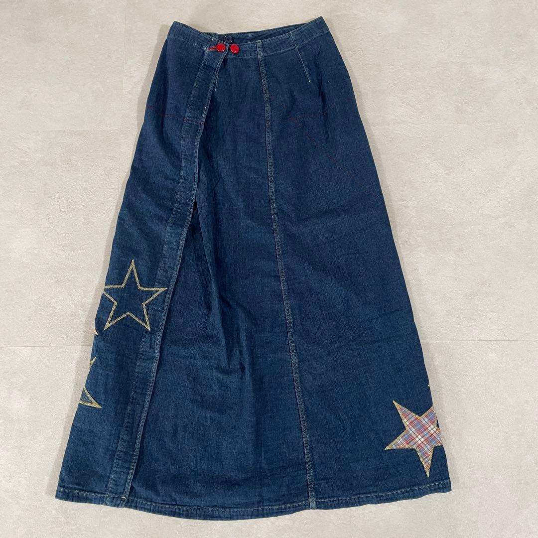 古着 HYSTERIC GLAMOUR デニム ロングスカート スターパッチ