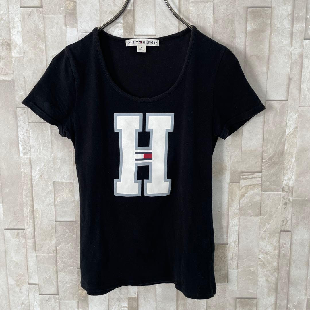 【美品】TOMMY HILFIGER 半袖Tシャツ ロゴプリント 2 ブラック