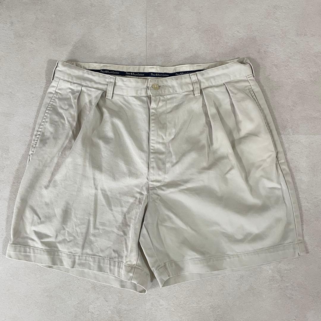 美品 90s POLO RALPH LAUREN ハーフパンツ 35 アイボリー