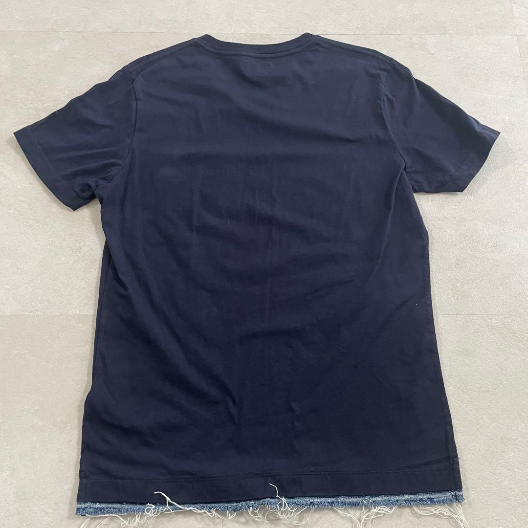 【美品】DIESEL VネックTシャツ デニムポケット ネイビー XSサイズ