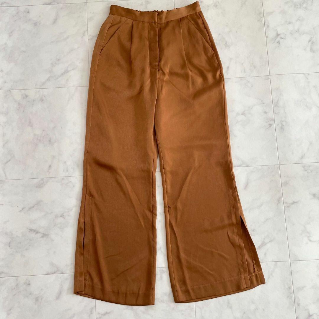 【新品未使用】ビームス レディース ロングパンツ Sサイズ ブラウン 無地
