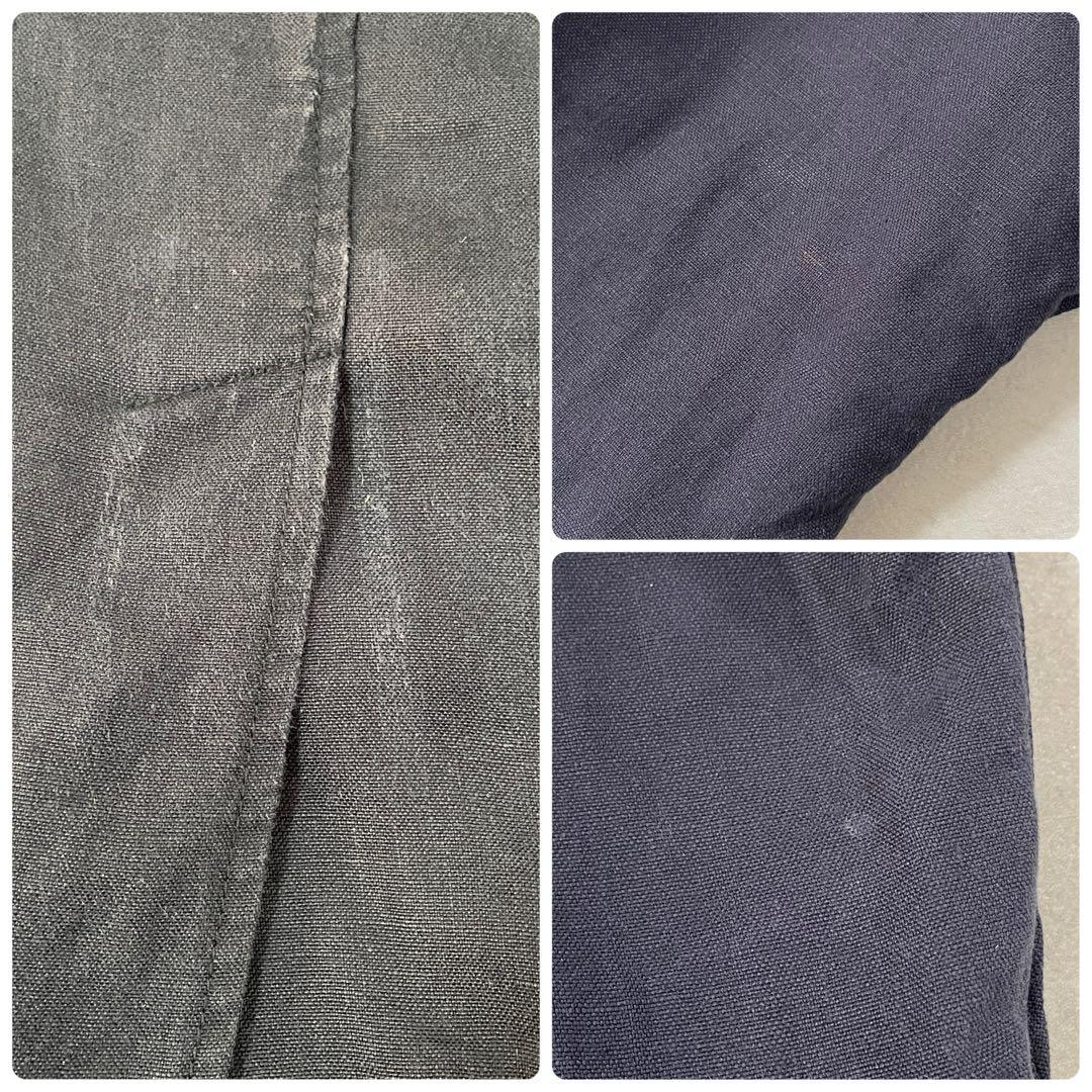 古着 TOMMY HILFIGER テーラードジャケット 麻100％ ネイビー