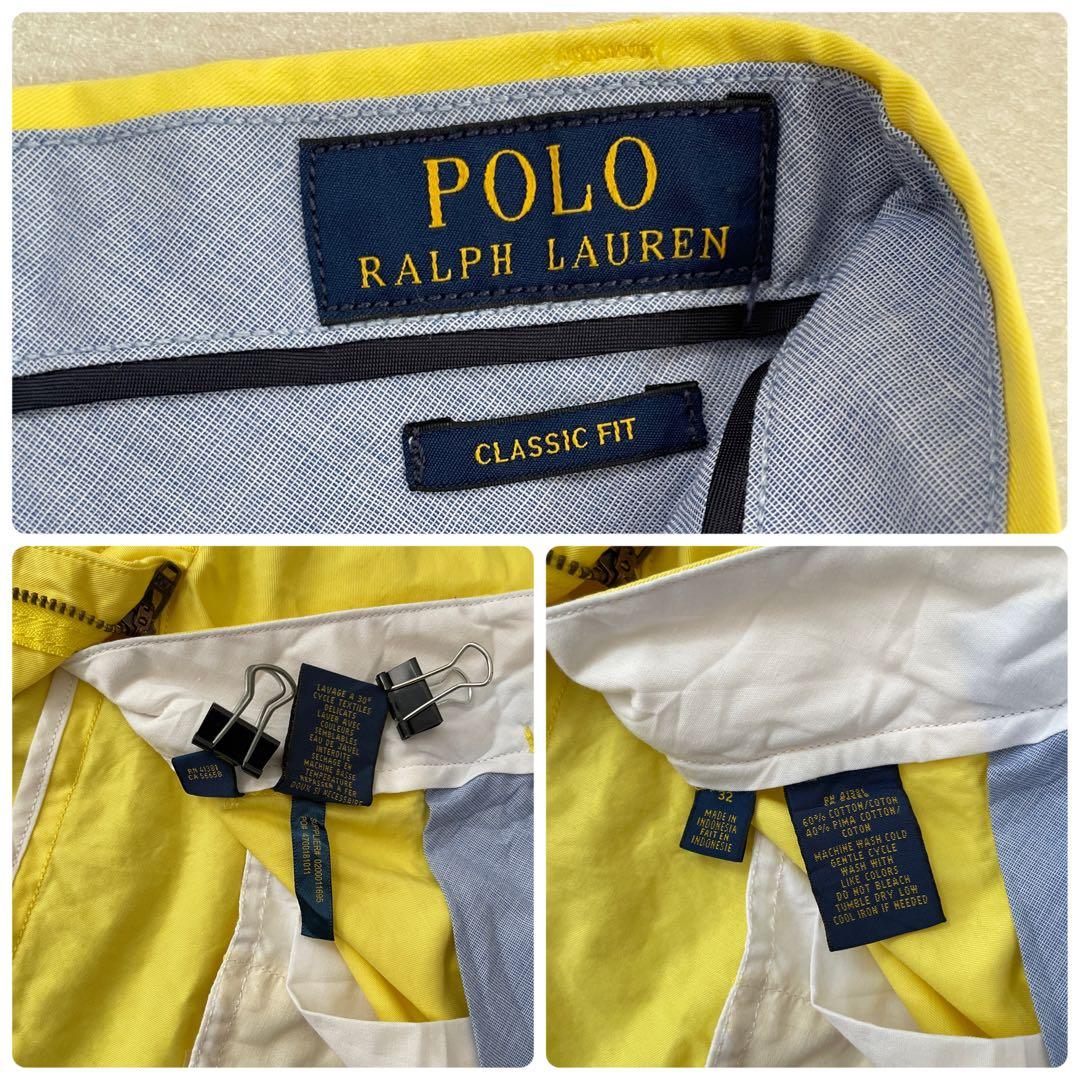 【美品】POLO RALPH LAUREN ハーフパンツ サイズ32 イエロー