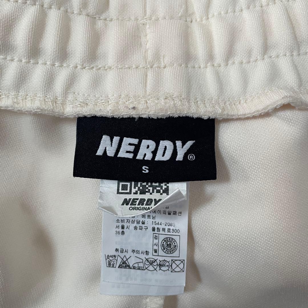 古着 NERDY トラックパンツ サイドストライプ モノグラム クリーム色 S
