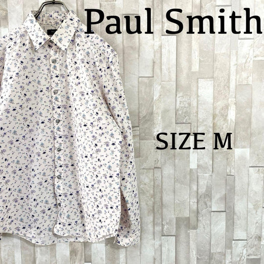 古着 Paul Smith 長袖シャツ 日本製 花柄 総柄 パープル サイズM